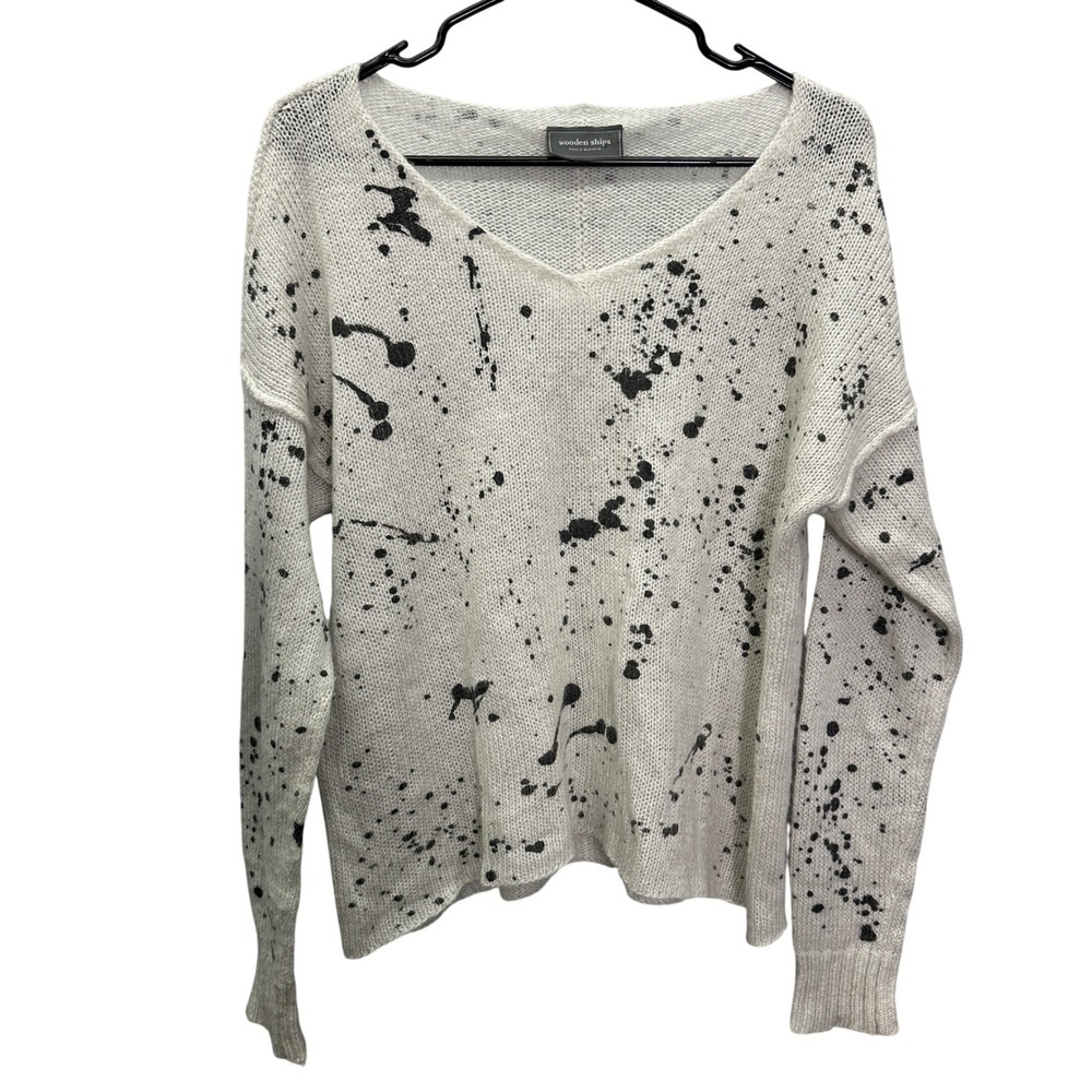 Wooden Ships Paola Buendia Paint Splatter Open Knit Mohair Blend Sweater S M